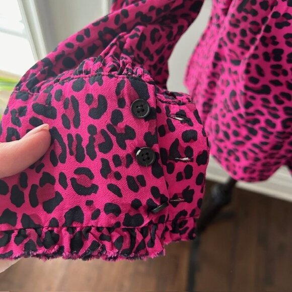 Zadig & Voltaire Titus Leopard Print Framboise Blouse - Picture 5 of 8